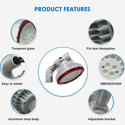 Instalações de iluminação à prova de explosão impermeáveis IP65 com vidro temperado à prova de explosão de 8 mm e tecnologia LED SMD2835/3030