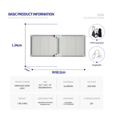 Sistema de iluminação de estufa LED regulável de espectro total de 200W T5 para crescimento de plantas