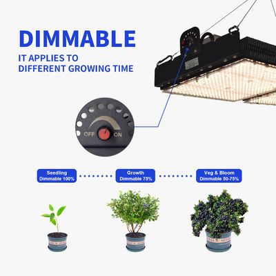 Luz de cultivo LED de 500W com leitura PPFD e espectro completo para plantas de interior