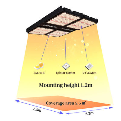 Luz de cultivo LED de espectro completo de 1000W com intensidade regulável para plantas de interior com controle de temporizador
