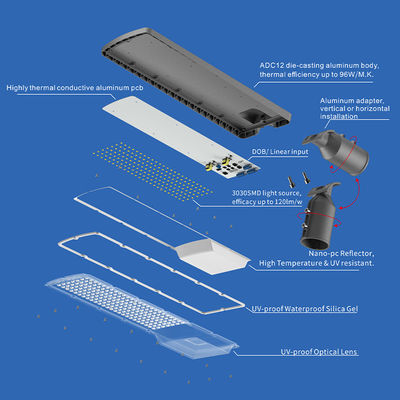 Luminária de Rua LED IP66 de Alta Luminosidade e à Prova d'Água com Temperatura de Cor Ajustável de 3000K-6500K para Rodovias e Estacionamentos