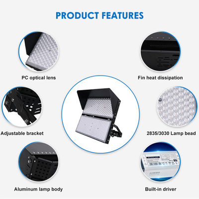 Holofote LED à prova d'água IP66 com vida útil de 50.000 horas e ângulo ajustável de 216° para estádios e aplicações em mastro alto