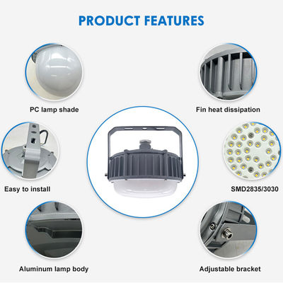 IP65 Lâmpada de Baía Alta Impermeável 50W 100W 150W Luz LED à prova de explosão com alumínio + vidro temperado