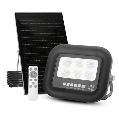 Iluminação exterior ABS preto Luz solar Controle remoto 50w LED Luz solar de inundação