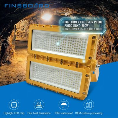 holofote LED à prova de explosão 300W 36000lm IP67 spray de sal de alumínio sem cobre resistente