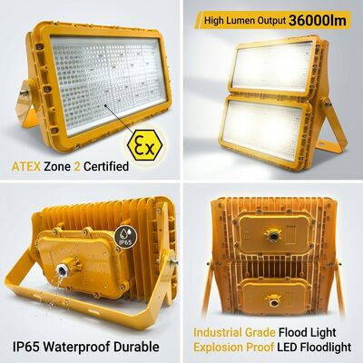 Iluminação LED à prova de explosão de 600W ATEX Zona 21 Zona 22 À prova de poeira Antiestática 78000lm IP66 Iluminação de alumínio