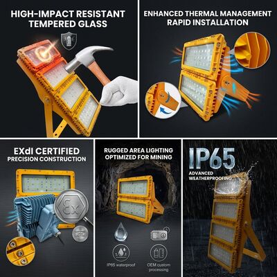 ATEX Ex db mb IIb T6 600W LED Explosion Proof Flood Light LUMILEDS LM-80 72000LM IP65 Large Area Hazardous Lighting