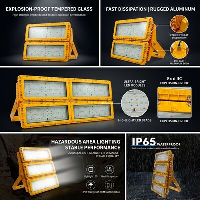 Luminária de Inundação LED à Prova de Explosão 600W IP65 -40C/60C LUMILEDS LM-80 ATEX IIb T6 WF2 para Áreas Perigosas