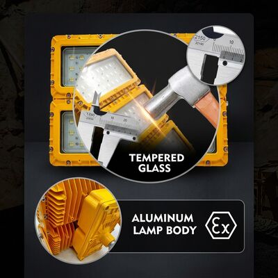 Luz de inundação à prova de explosão LED Multi-Mount 600W com suporte de 6 vias LUMILEDS LM-80 ATEX IIb T6 IP65 Luminária de teto, lança e parede