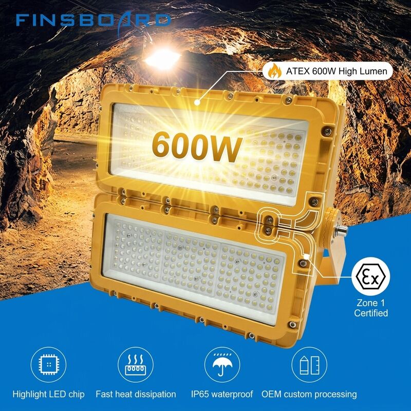 600W LED Proof Explosion Flood Light ATEX IIB T6 IP65 RFEPL8280 60° feixe de luz