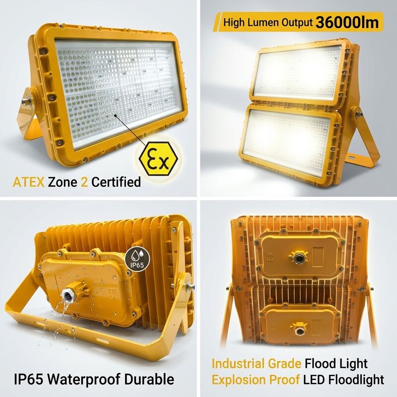 Iluminação LED à prova de explosão de 600W ATEX Zona 21 Zona 22 À prova de poeira Antiestática 78000lm IP66 Iluminação de alumínio