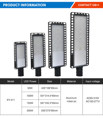Eficiência energética Lâmpada de rua de estrada exterior 50W/100W/150W/200W Alumínio+ PC