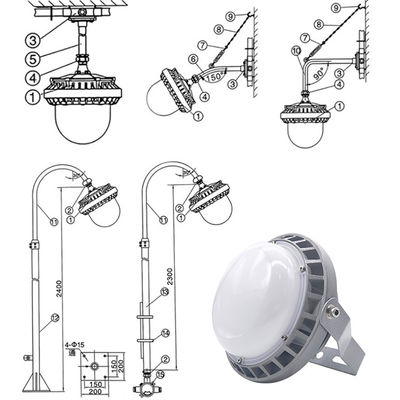 Lâmpadas industriais Higbay Oficinas de iluminação Estação de gasolina Fábrica 50w 100w 150w Luz de plataforma LED à prova de explosão