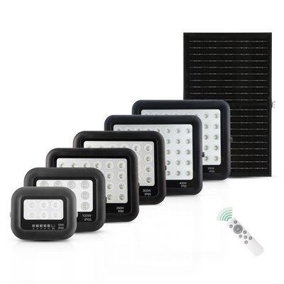 Luz Solar ABS Preta com Controle Remoto 50w 100w 200w 300w 400w 500w Holofote LED Solar